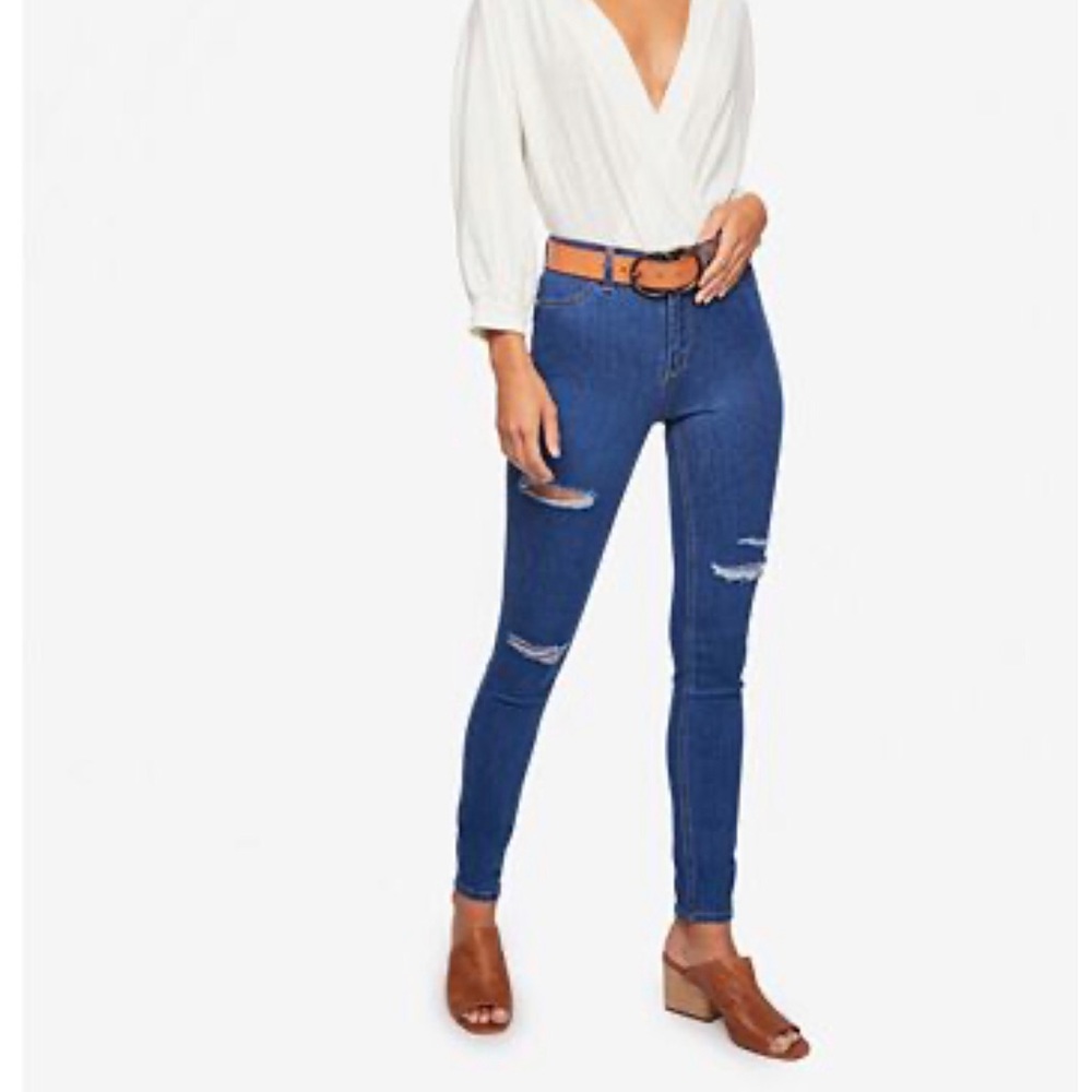 Free People Destroyed Long and Lean Skinny Jeans